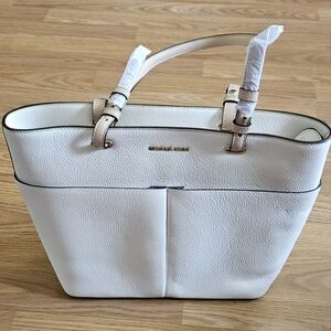 Michael Kors White Leather Tote Bag